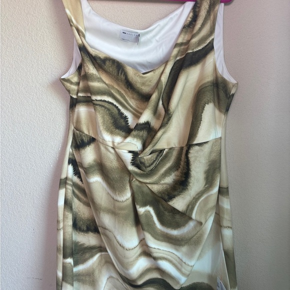 NWT ASOS Beige Blurred Marble Stripe Off One Shoulder Structured Mini Dress 14 - Picture 12 of 12